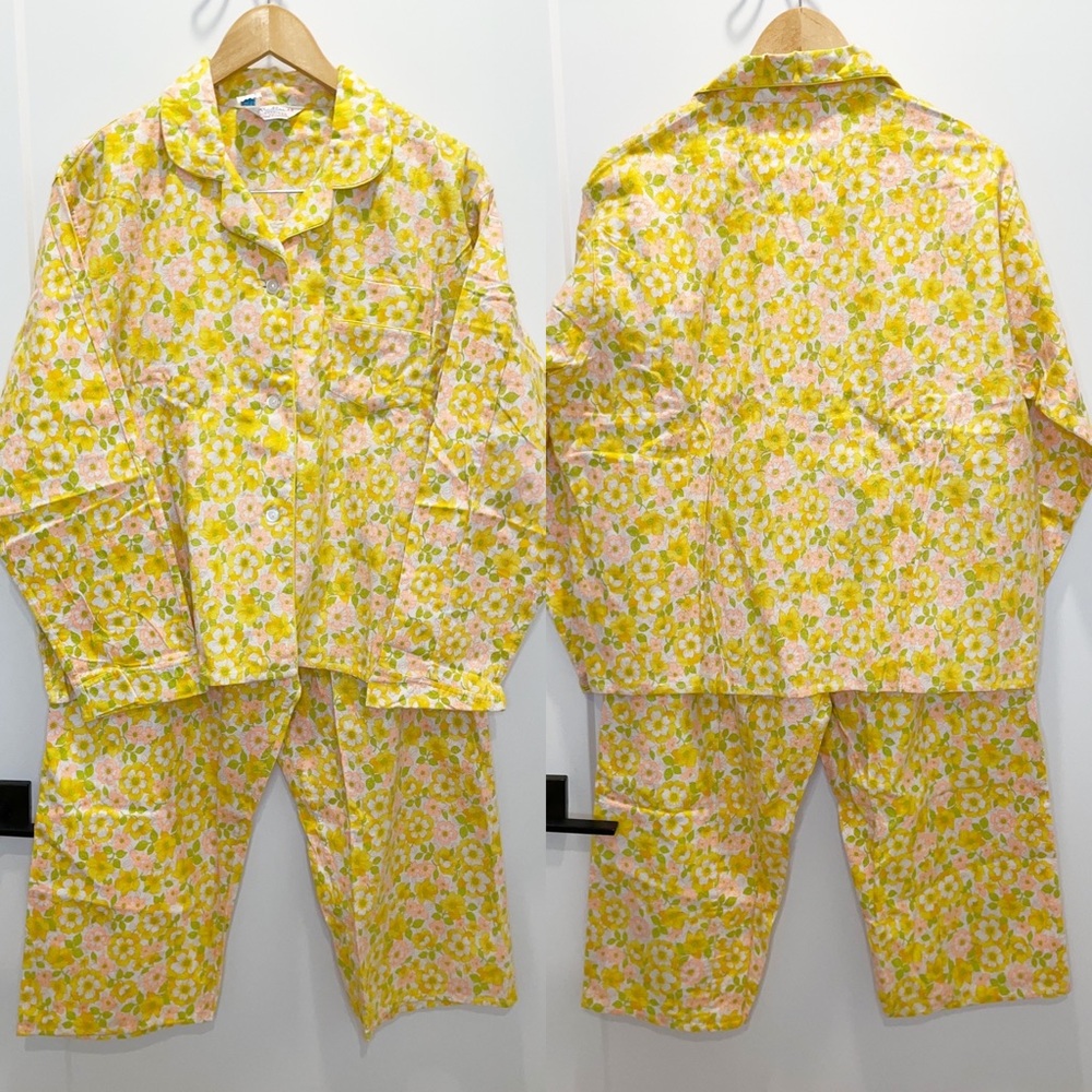 Vintage Yellow Pink Floral Women's Pajama Set
